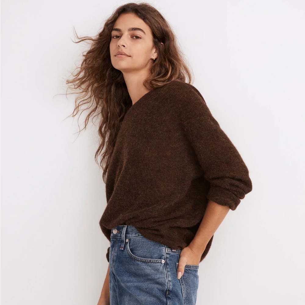 Madewell Elliston Crop Pullover Sweater Brown